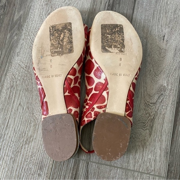 Kate Spade Slingback Peeptoe Flats Shoes Pink White Printed Women’s Size 9 - Picture 6 of 7